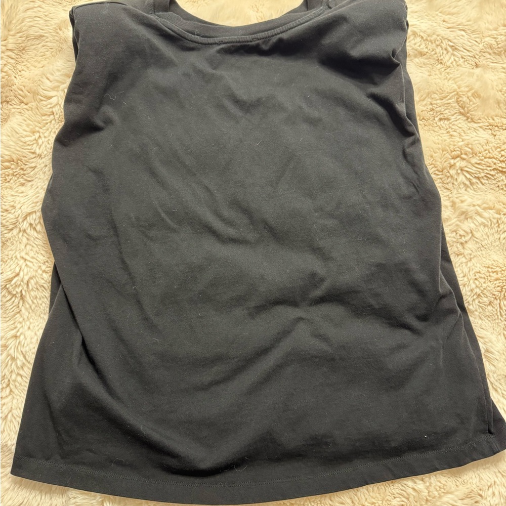 NWOT Zara Black Cotton Sleeveless Crewneck Tank Top with Shoulder Pads in L - Picture 6 of 6